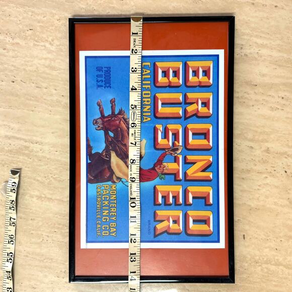 Western Rodeo Bronco Buster Calif Vegetables Crate Label Advertisement Framed - Picture 3 of 7
